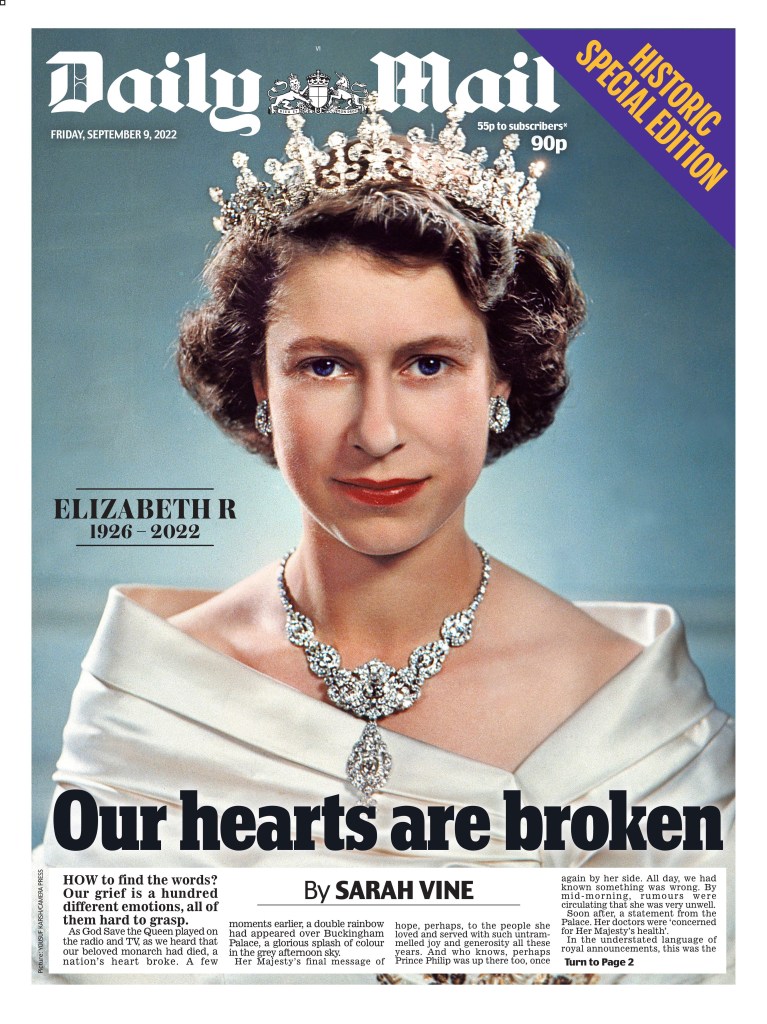 Daily Mail front page, Sept. 9, 2022