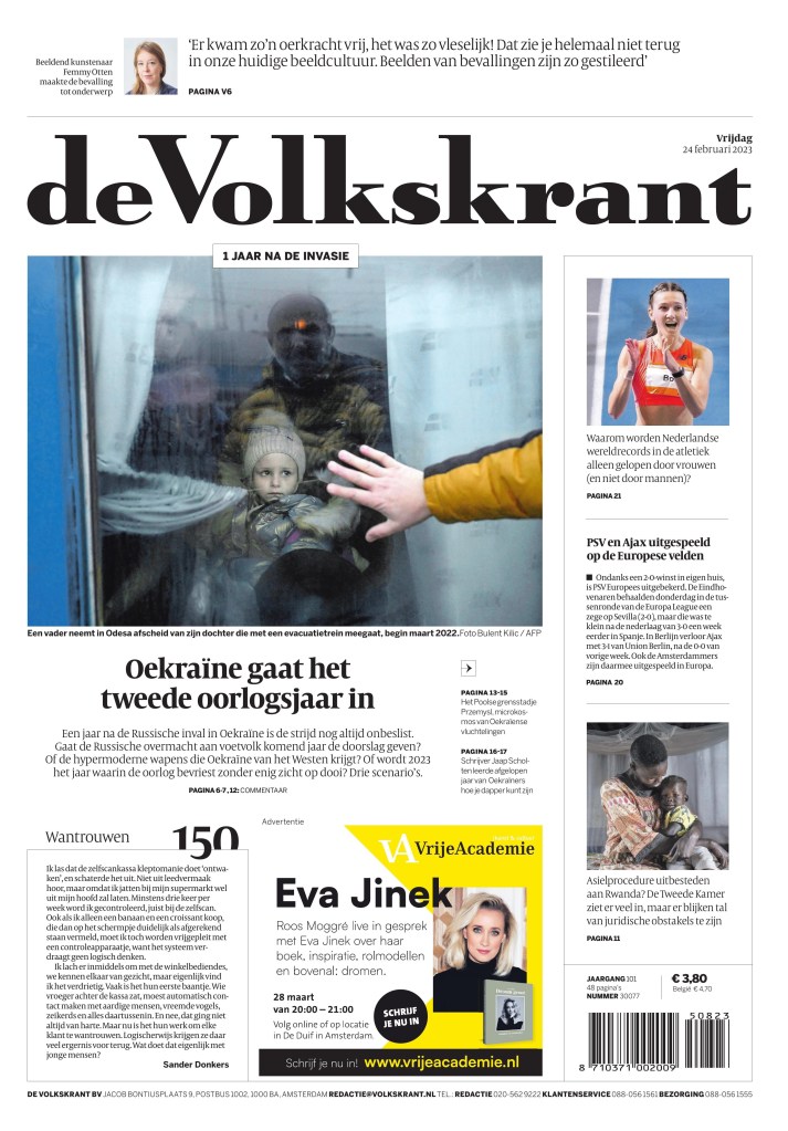 de Volkskrant front page, Feb. 24, 2023