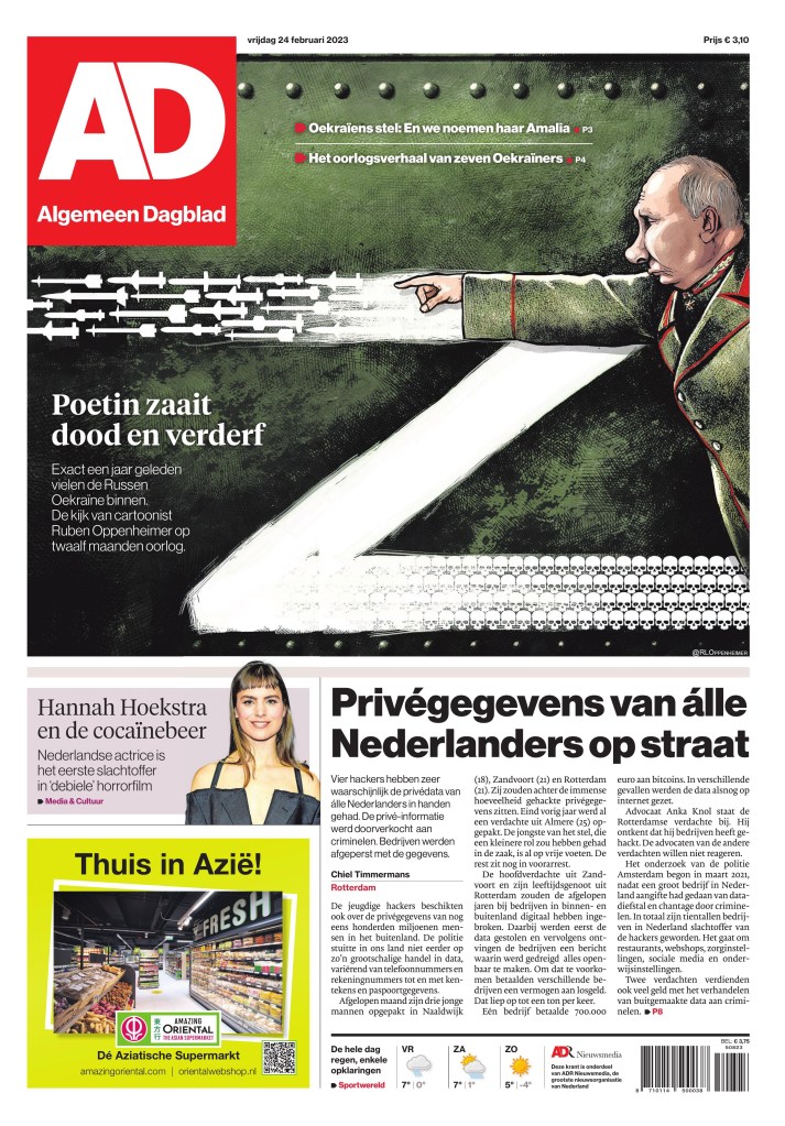Algemeen Dagblad front page, Feb. 24, 2023