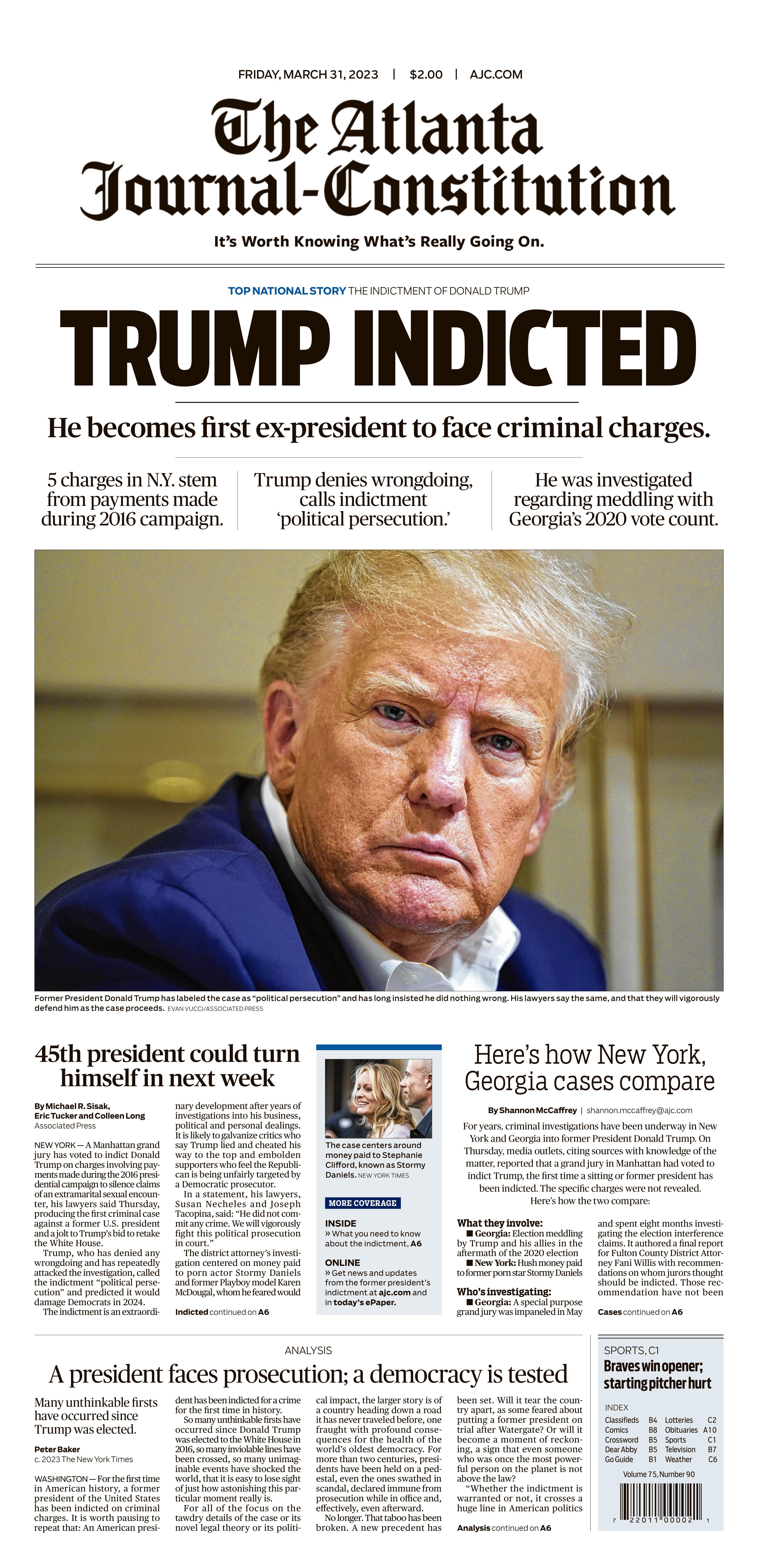 Trump indicted: when a headline writes itself – Covers in a